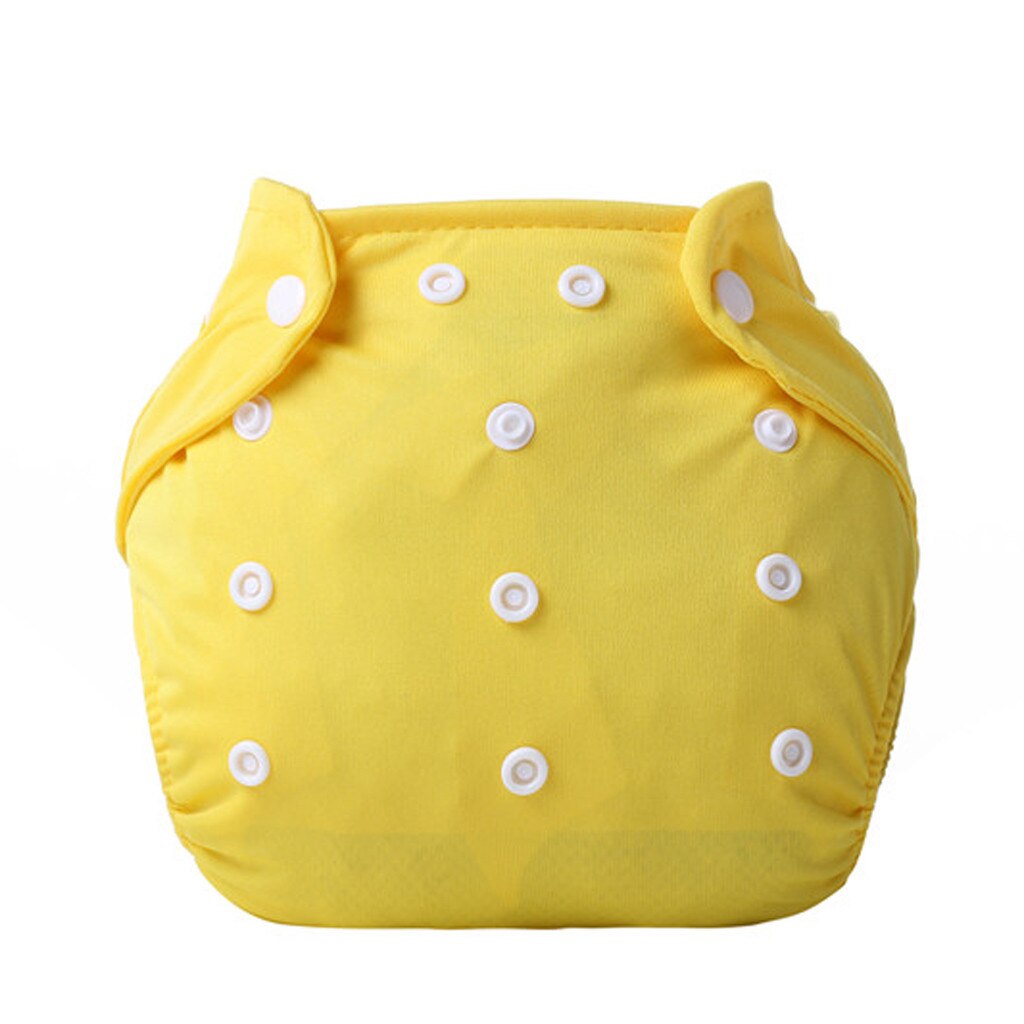 0-24m 1pc Nappies Adjustable Reusable Lot Baby Kids Boys Girls Washable Cloth Diaper Nappies Baby Solid Diaper Cover: Yellow 