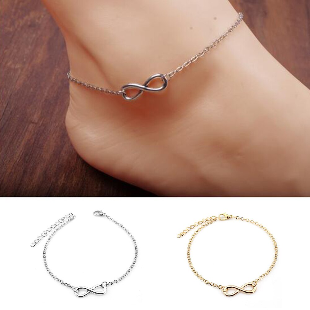 Jahrgang Knöchel Armbinde Fuß Schmuck Handgemachte Metall Kette Für Frauen Charme 8-Förmigen Legierung Armbinde Strand Fußkettchen Dekor