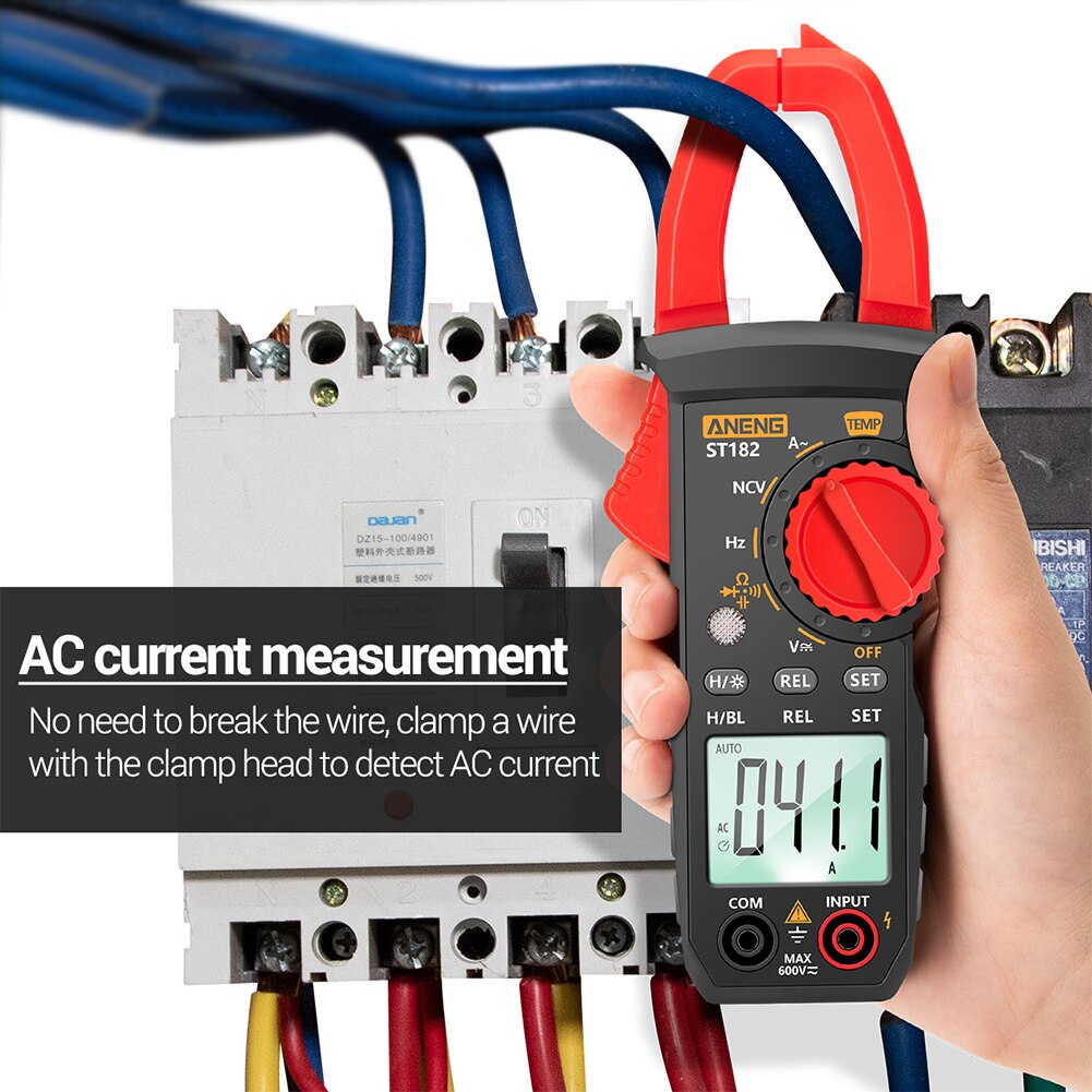 Resistance Current Voltage Measuring Tools Digital Multimeter Capacitance Clamp Meter LCD Display Automatic Range Multifunction