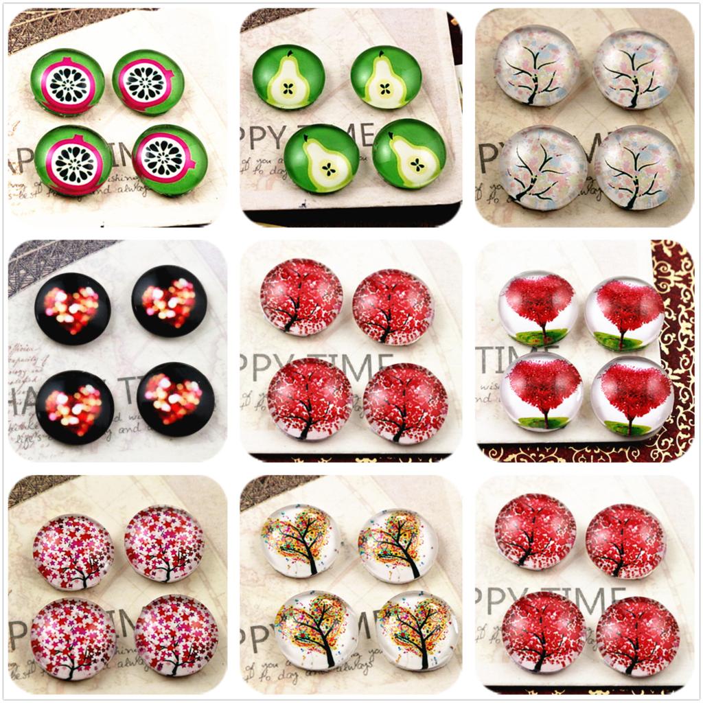 Mode 20 Pcs 12 Mm Handgemaakte Photo Glas Cabochons (Fruit Boom Serie)