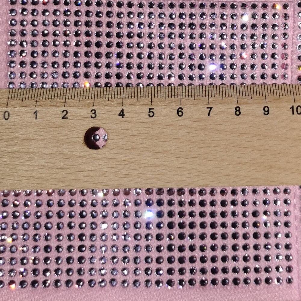 Crystal Fabric Palette Rose Pink Crystal Rhinestone Polyester Spandex Elastic Stretch Fabric Textile