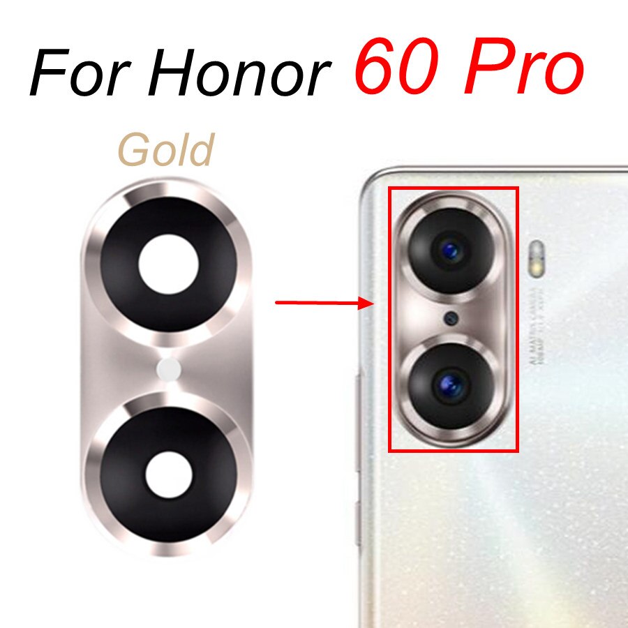 Tylna osłona obiektywu szklana pokrywa dla Huawei Honor 50 Lite Honor 60 Pro SE główna kamera szklana części zamienne z naklejką samoprzylepną: 60Pro-Gold