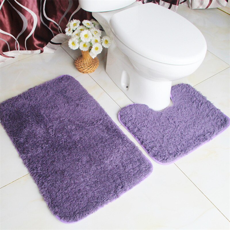 2 Stks/set Zachte Lam Pluche Badkamer Antislipmat Wc Absorberende Tapijt Badkamer Tapijt Huishoudelijke Voeten Pad Super Zacht badmat