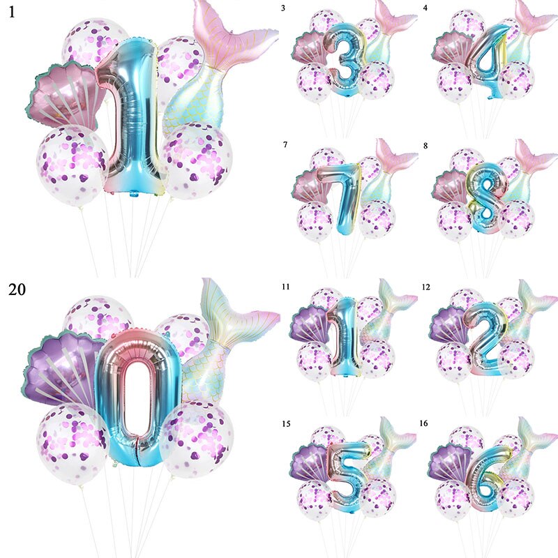 Birthday Party Balloon Decoration Mermaid Birthday Party Decor Number Balloon Decortion For Kids Little Mermaid Party Balloon