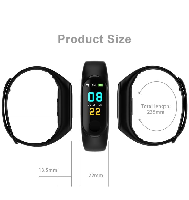 Reloj inteligente M3, pulsera deportiva con control del ritmo cardíaco y de la presión sanguínea