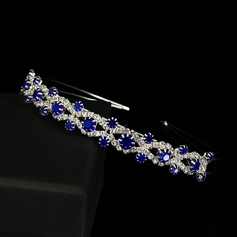 Tiara masculina azul-real de cristal strass, acessório de cabeça para meninas e mulheres-casual