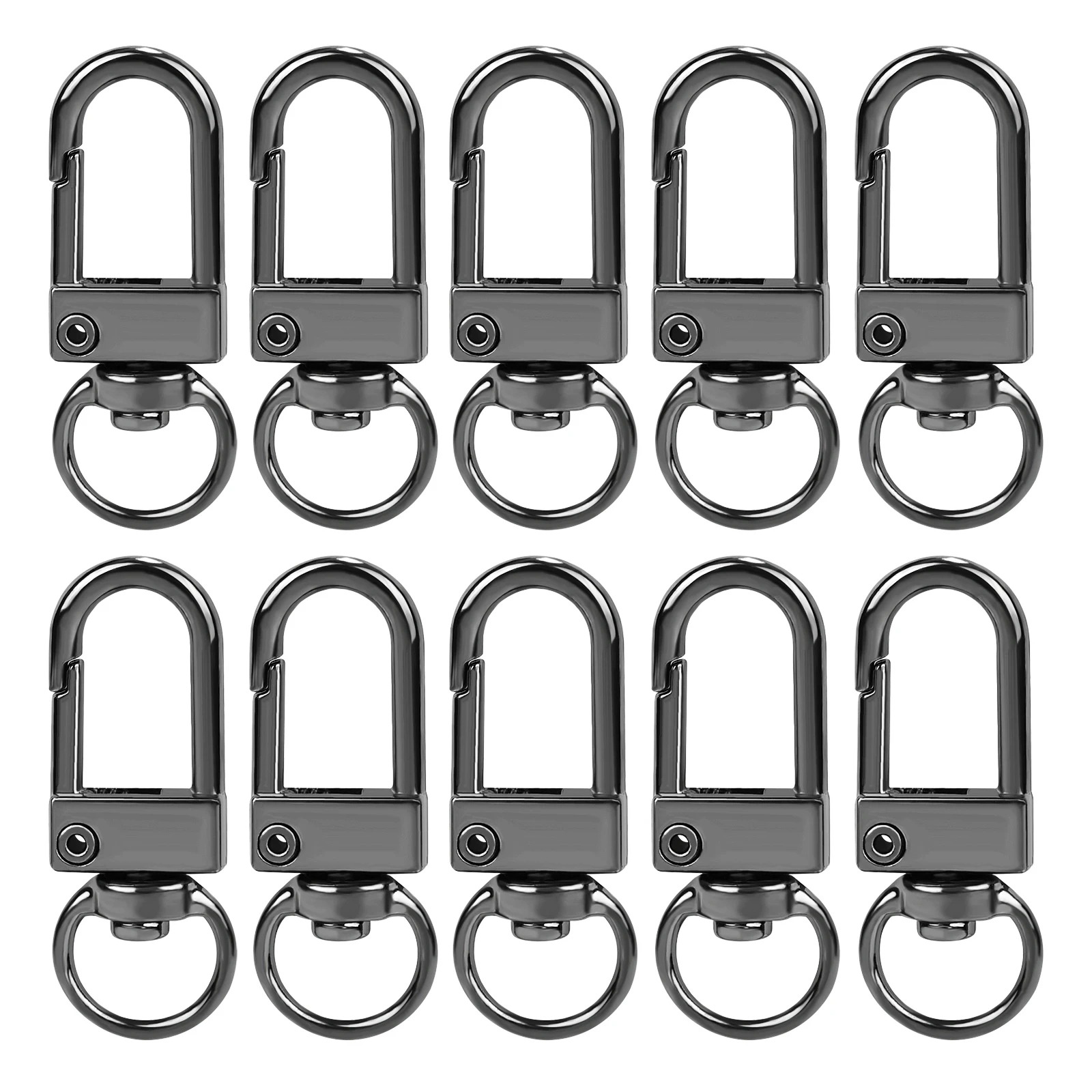 10pcs Carabiner Metal Lobster Clasp Hooks Gold Silver DIY Bag Luggage Accessories DIY Jewelry Finding Making Supplies Keychain: black