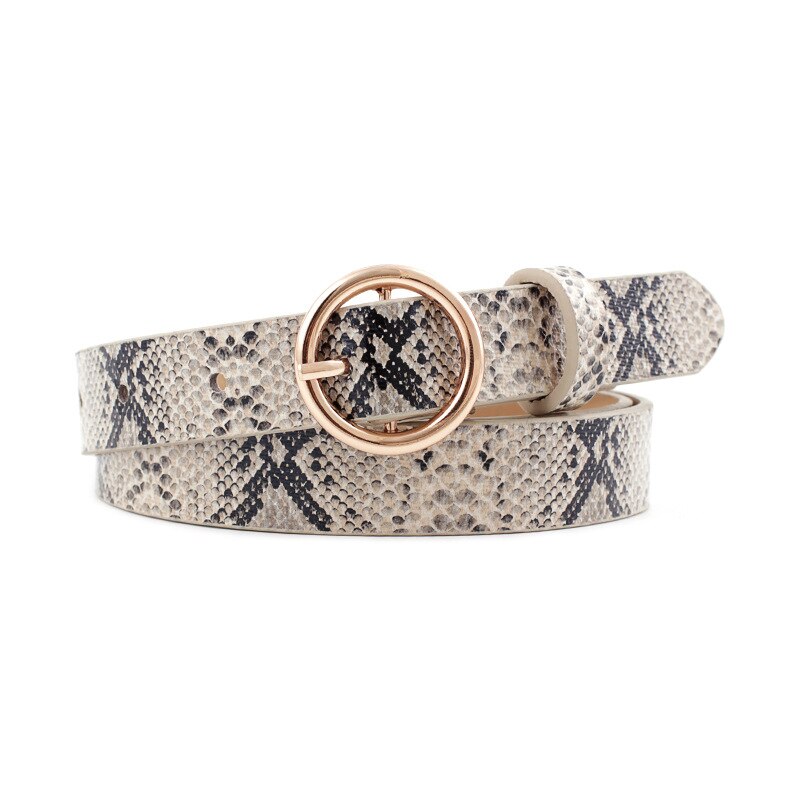 Vrouwelijke Luipaard Riem Snake Skin Zebra Print Dunne Paardenhaar Tailleband Pu Lederen Gouden Ring Hart Pin Metalen Gesp Dames Riemen: 5-beige snake G O2.0