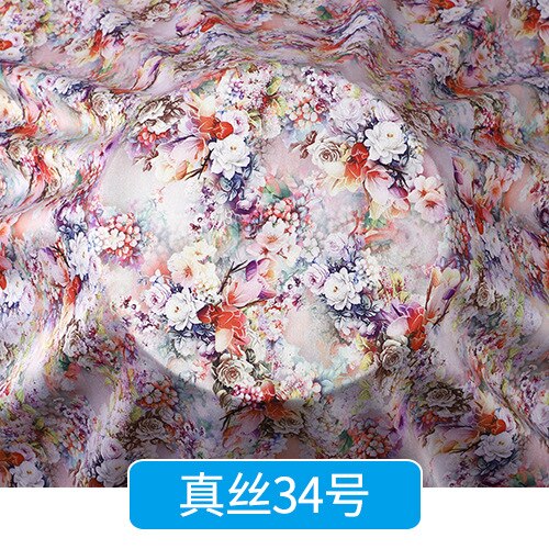 Chinese Zijde Stof Door De Meter Pure Zijde Katoen Hoogwaardige Voor Jurk Bloemen Rok Cheongsam Flower Gedrukt Zachte brocade Naaien: Silk 34