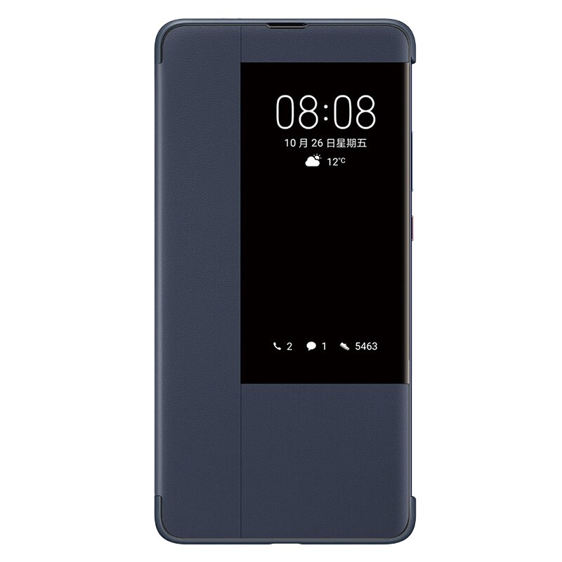 Huawei mate 20 x etui original officiel huawei mate 20 x flip cover cover smart view vinduesbeskyt stativ huawei mate 20x case: Blå
