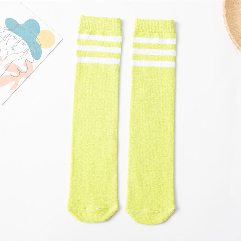 2-10 anni calzini per bambini calzini per bambini spogliati vestiti per la scuola bambini ragazzi bambini calzini per ragazze ginocchio alto lungo morbido cotone: Green Stripe Socks