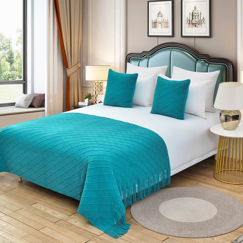 1 Peça de Colchas e Cobertores Modernos de Cor Sólida com Borlas, para o Pé da Cama, Tamanhos Queen e King, Decoração para Casa: 30*240cm / Borgonha