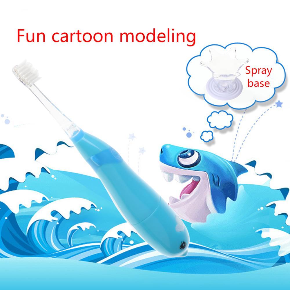 Kids Sonic Toothbrush Electric Brush Waterproof Musical Dolphin Shape LED Light 2 Minutes Remind Dental Care for 3-12 Ages Kid
