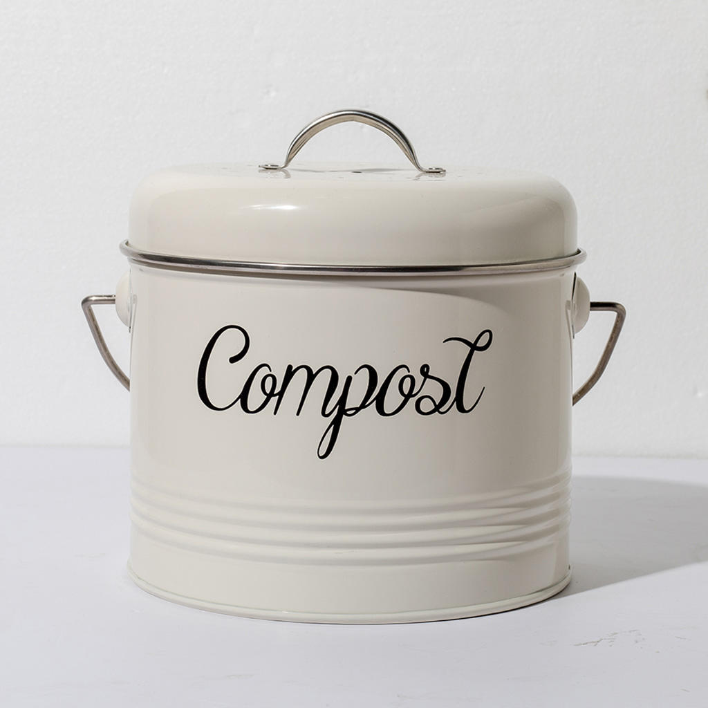 Metalen Keuken Compost Bin Indoor Voedsel Afval Compost Emmer Met Deksel Kolen Filter Met Handvat Voor Etensresten Voedsel Composter