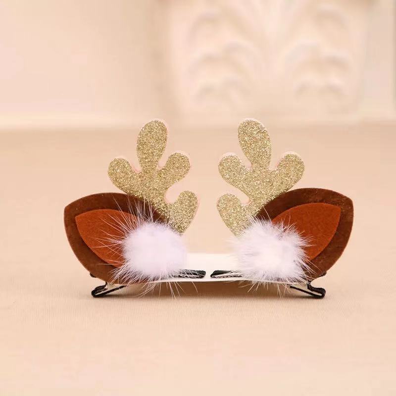 2pcs Children Hair Clips Pins Christmas Glitter Elk Hairgrips Barrettes Kids Hair Accessories For Girls Hairclips: B