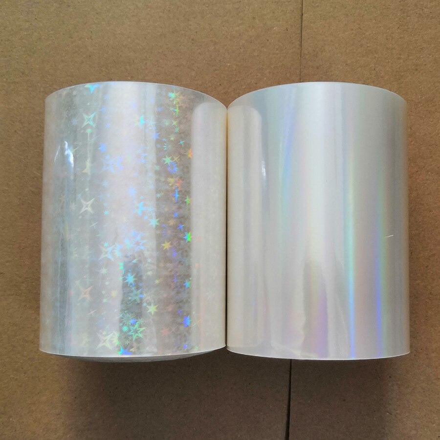 Two rolls Transparent holographic foil stamping foil press on paper or plastic 8cm x120m heat stamping film: starY05(8cm x 120m)