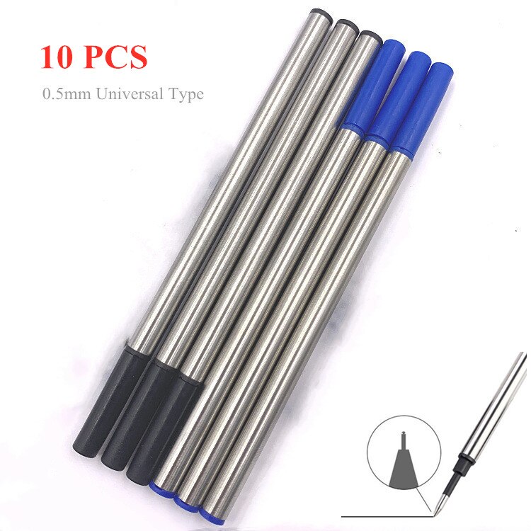 10Pc Geïmporteerd Inkt Pen Vullingen 0.5Mm Water Refill Zwarte Orbs Blauw Metalen Vulling
