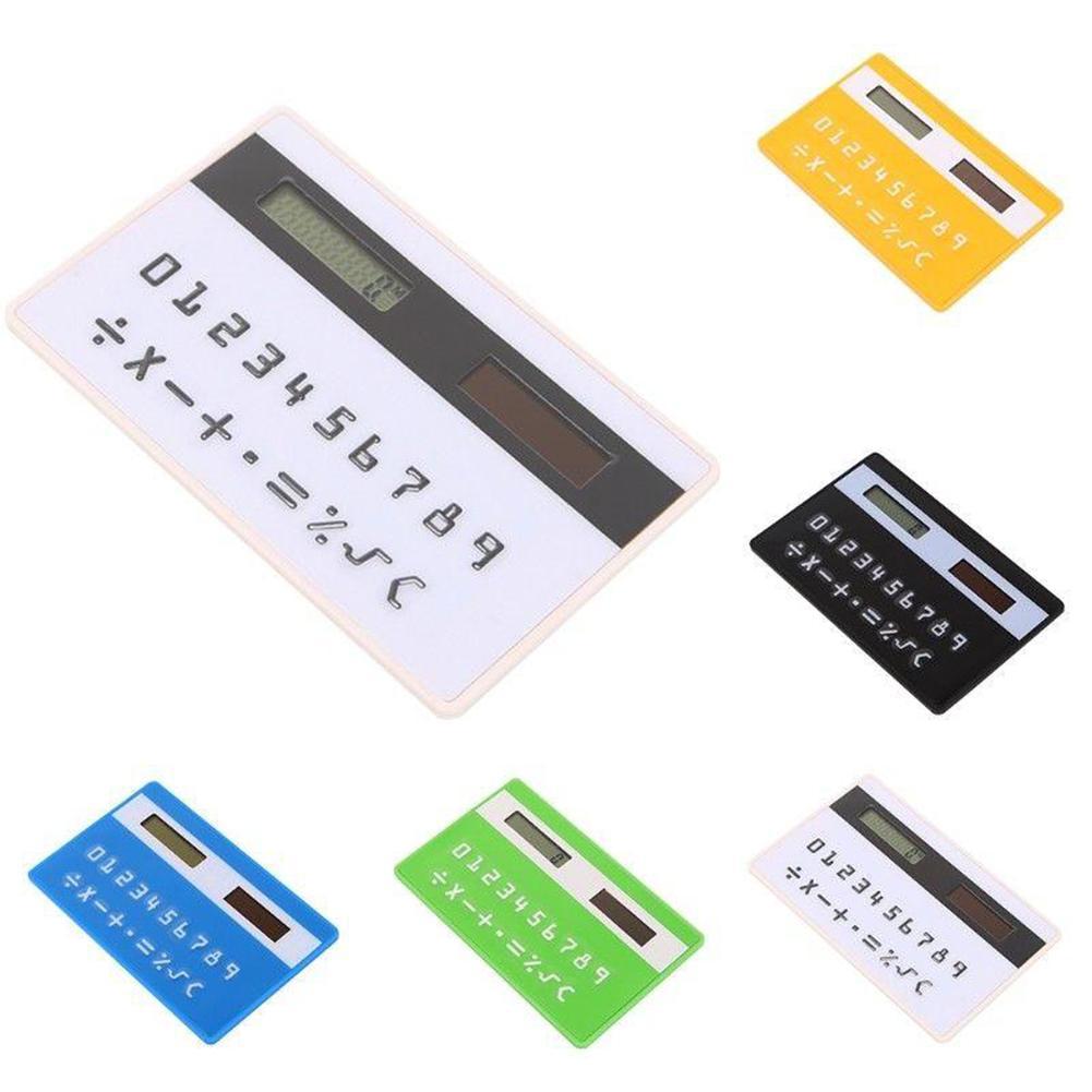 Mini Ultra Slim Credit Card Formaat Zonne-energie Pocket 8-Cijferige Rekenmachine Mini Rekenmachine Ultra Rekenmachine