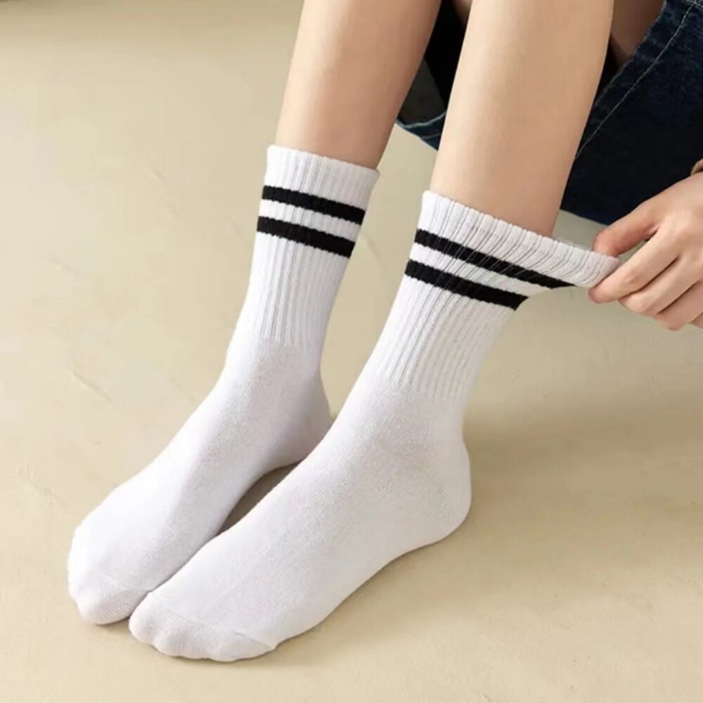 6/12 pares de calcetines medios para mujer Color sólido transpirable cómodo en otoño invierno absorbente de sudor calcetines casuales de deportes