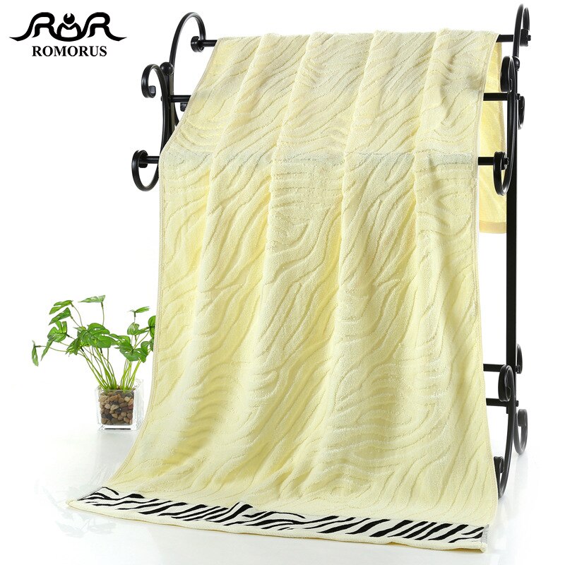 100% Toalla de bambú textura de tigre cara baño toalla Super suave absorbente fibra de bambú toallas de baño Toalla grande de playa: Amarillo claro / 1bath towel 70x140cm