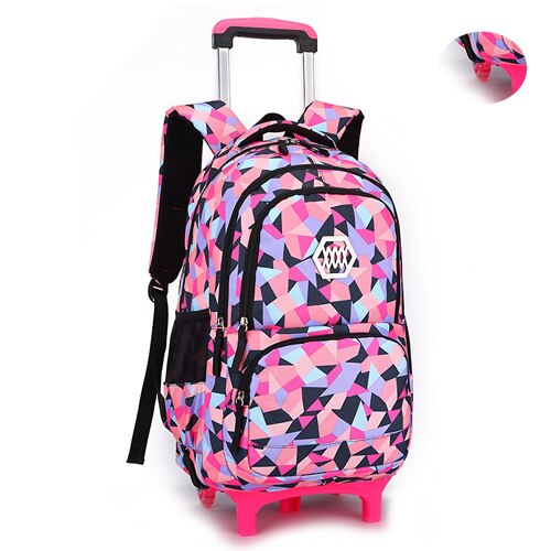 Hot Sale Removable Children School Bags Waterproof for Girls Trolley Backpack Kids Wheeled Bag Bookbag travel luggage Mochilas: Black-2wheels