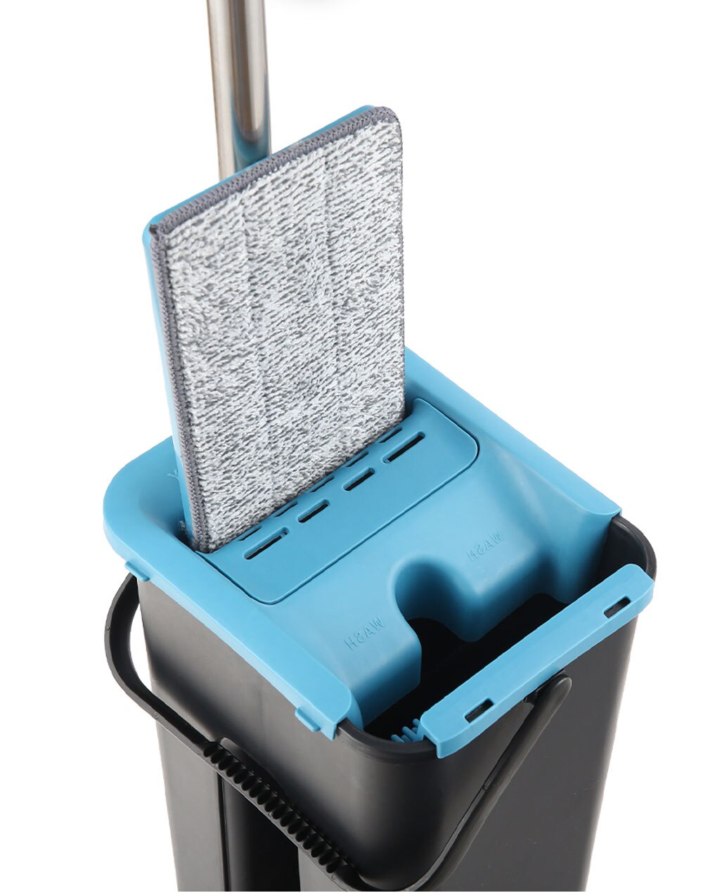 Trapeador plano con cubo Trapeador doméstico ajustable de 360 ​​grados para trapear el piso de secado rápido sin manchas sin lavarse las manos