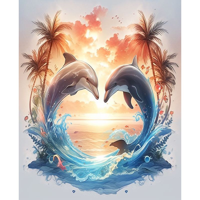 PhotoCustom Diy Paint By Numbers For Adults Canvas Dolphin Acrylic Paintings Drawing By Numbers Animals Home Decoration Art Set