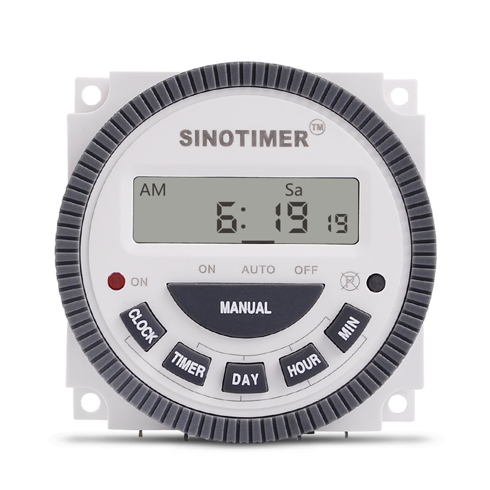 SINOTIMER 220V 10A Weekly 7 Days Programmable Digital Time Switch Relay Timer Control for Electric Appliance with Alarm Clock