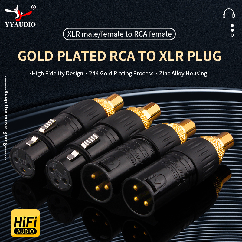 Een paar audio-adapter 3-pins XLR naar RCA vrouwelijke audio-adapter mannelijk naar RCA-connector XLR-converter