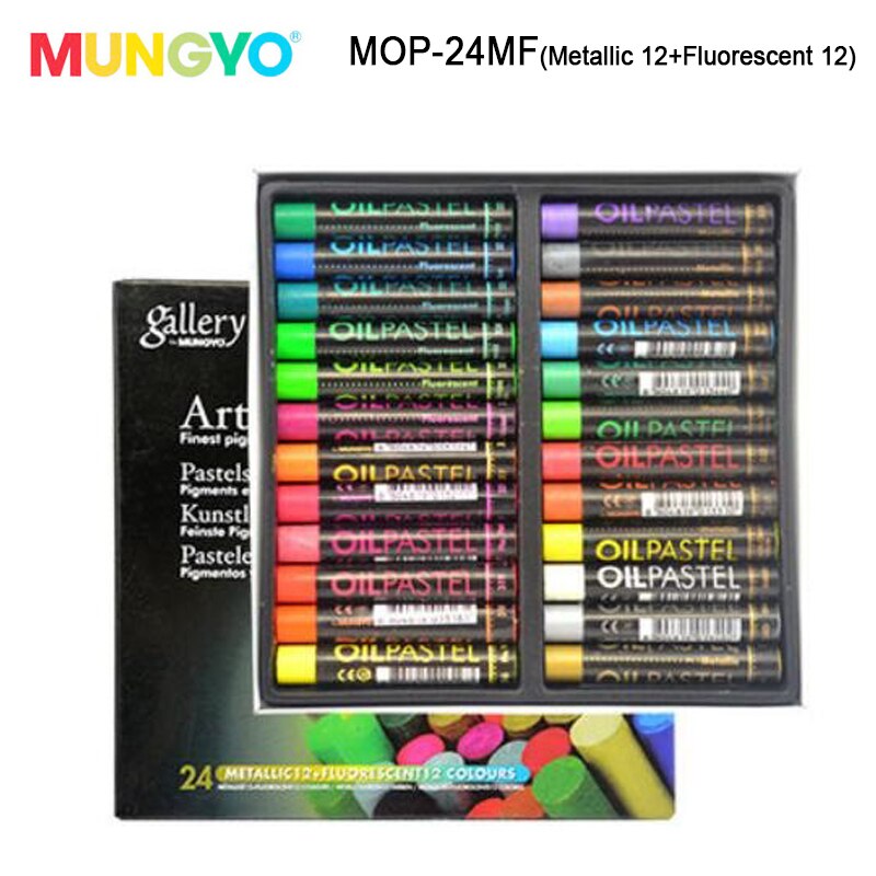 Mungyo 12/ 24 farver oliepasteller metalliske og fluorescerende tegneforsyninger