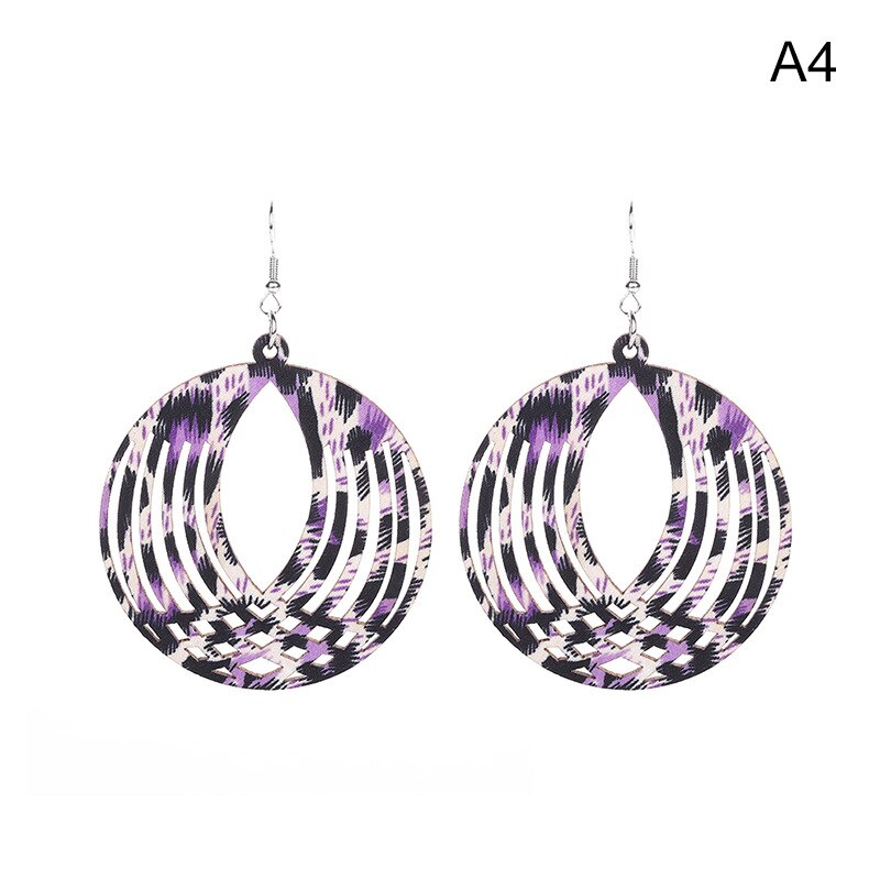 Frauen Holz Ohrringe Jahrgang Ethnische Weibliche Stock Tuch Runde Hohl Gestreiften Baumeln Ohrringe Koreanische Haken Brincos: C4