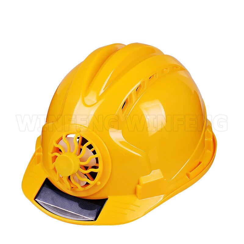Arbeidssikkerhetshjelm konstruksjon utendørs arbeidsplass solenergi fan abs hard hatt hode beskyttelse hjelm lokk drevet av solrute: Gul