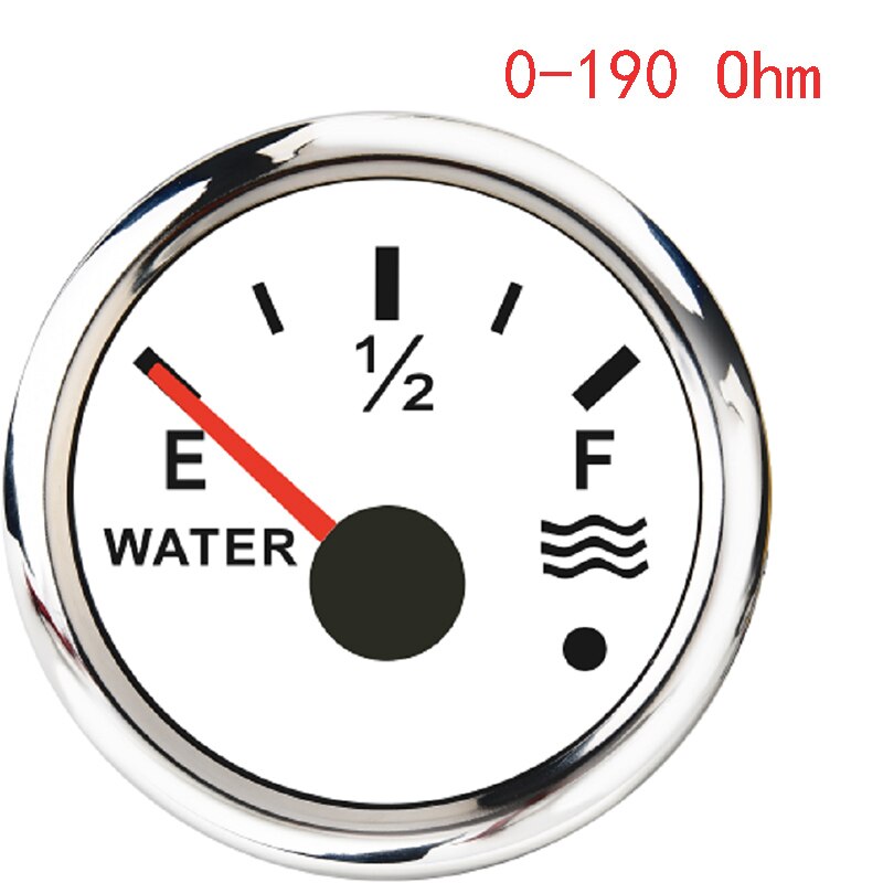 Auto Water Niveau Gauge 0 ~ 190 Ohm / 240 ~ 33 Ohm 52Mm Water Tank Level Gauge met Alarm Fit Voor Boot Marine Motorfiets: WS 0-190ohm