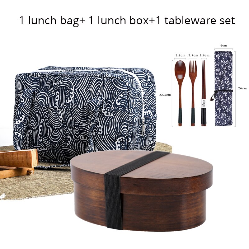 Unibird Wooden Lunch Box Bento Box with Internal Separator Japan Style Food Container for Kids Adults Camping: H