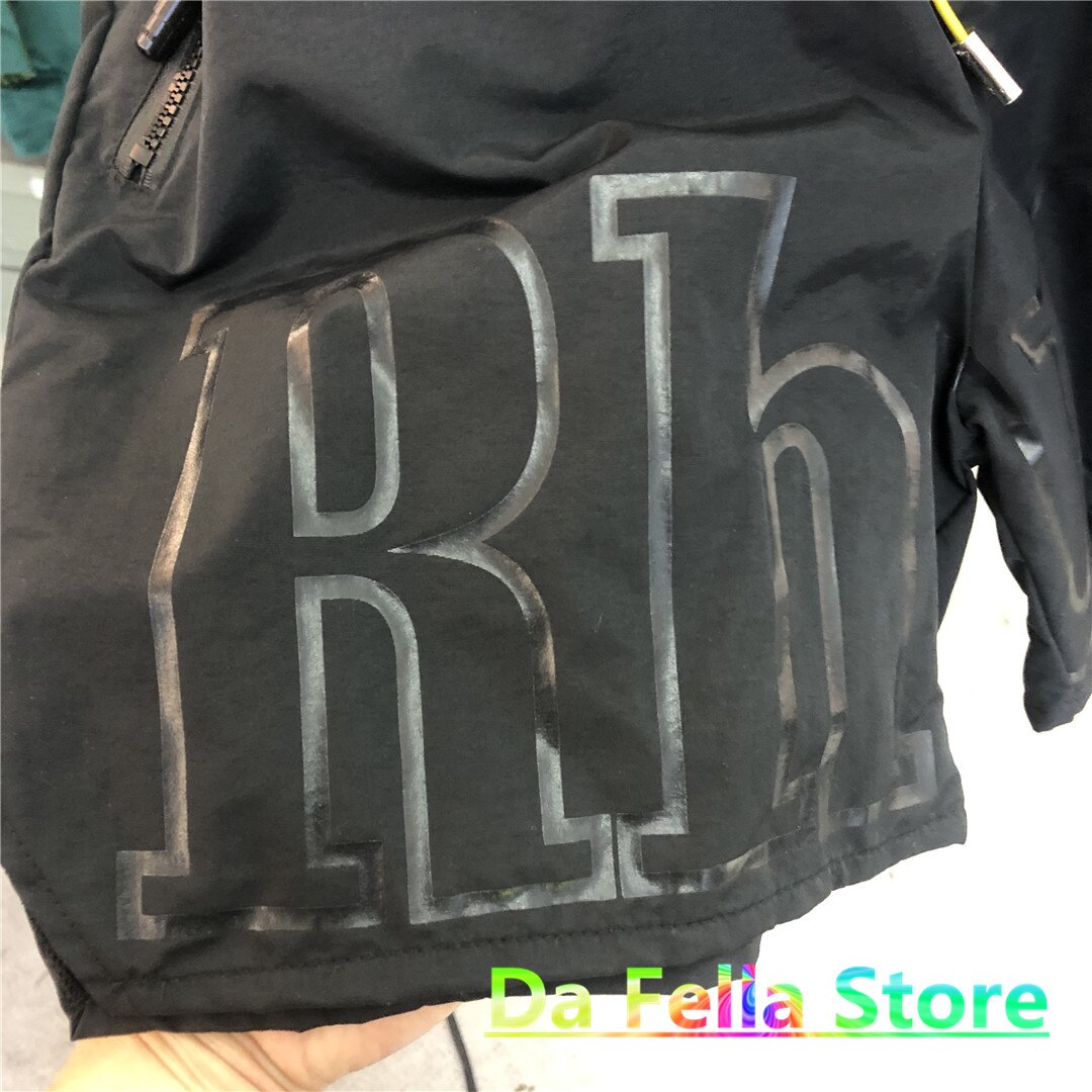 Rhude Logo Shorts Mannen Vrouwen Geleidelijke Tekst Mark Gewassen Nylon Rhude Korte 1:1 Twin Rits Zakken