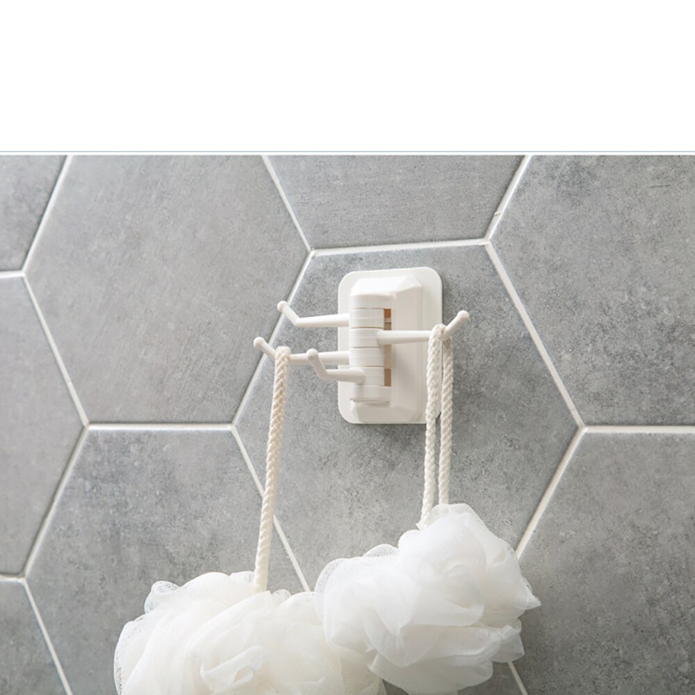 Multi-purpose paste rotary hook Seamless Adhesive Hook Wall Hooks Hanger Bathroom wall rack free punching without trace hook