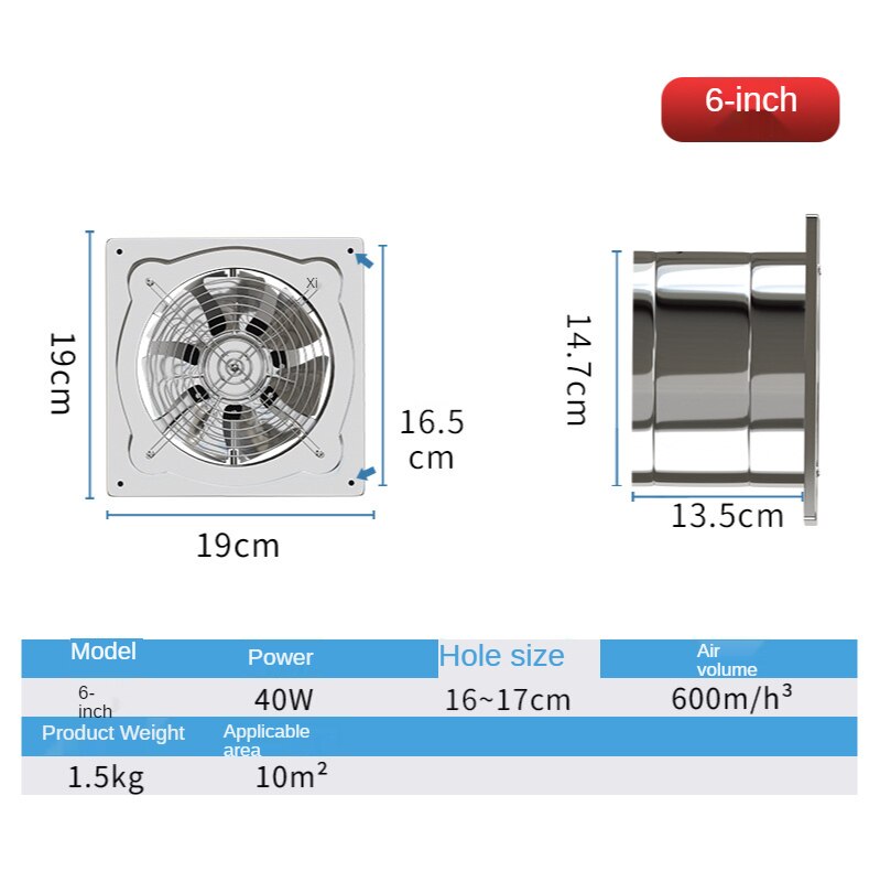 6/7/8inch Inline Extractor Exhaust fan Ventilation Pipe Fan Bathroom Kitchen Wall Window Stainless Steel Attic Ventilator: Au / 6inch