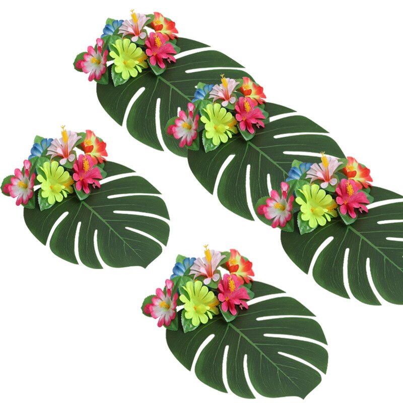 Decoración de hojas de palmera Tropical, decoración de boda, planta de Selva Verde, luau Hawaiano, en casa, 12 piezas
