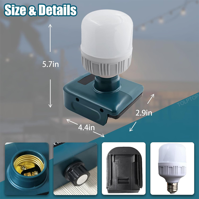 Voor Makita/Dewalt/Milwaukee/Einhell 18V Li-Ion Batterij Gloeilamp LED Werklamp Dimbare Portable handheld Zaklamp Kamp Licht