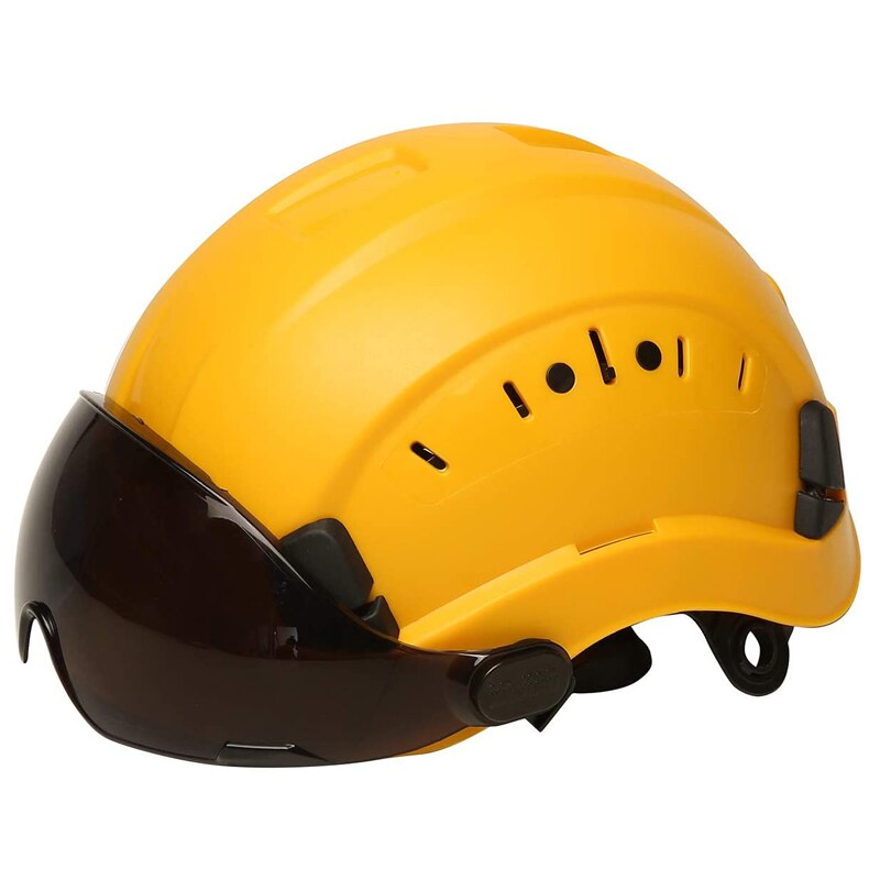 Safety Helmet With Goggles Men&#39;s Construction Hard Hat ABS Protective Helmets Work Cap For Working Climbing Riding: yellow-Ink Goggles