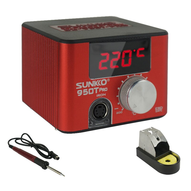 SUNKKO 950T Pro 75W Electric Soldering Iron Adjustable Temperature Soldering Station Tips Welding Solder Tools: Rood