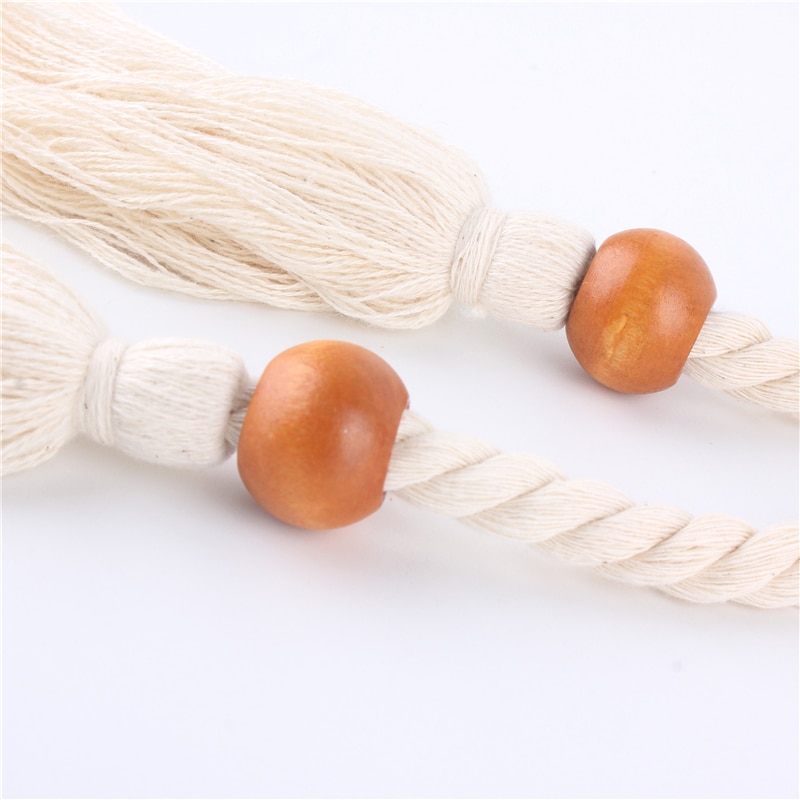 Retro kunstnerisk linning bælte til kvinder vævet vævning kvaster talje rem bomuldstråd langt knyttede tilbehør