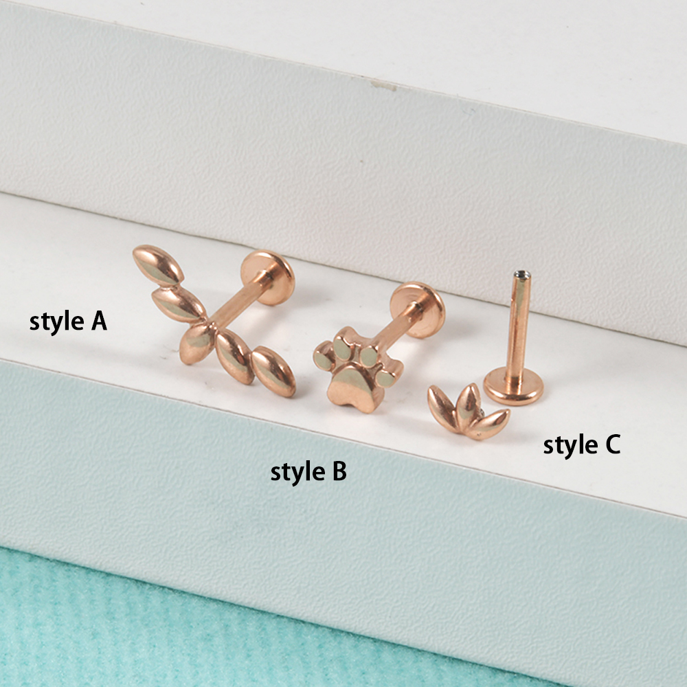 1Pc Rvs Klauw Oren Biculus Kraakbeen Piercing Vijf Marquis Oor Flap Oorbellen Vrouwelijke Punk Labret Lip Piercing Sieraden: green / Rhodium Plated