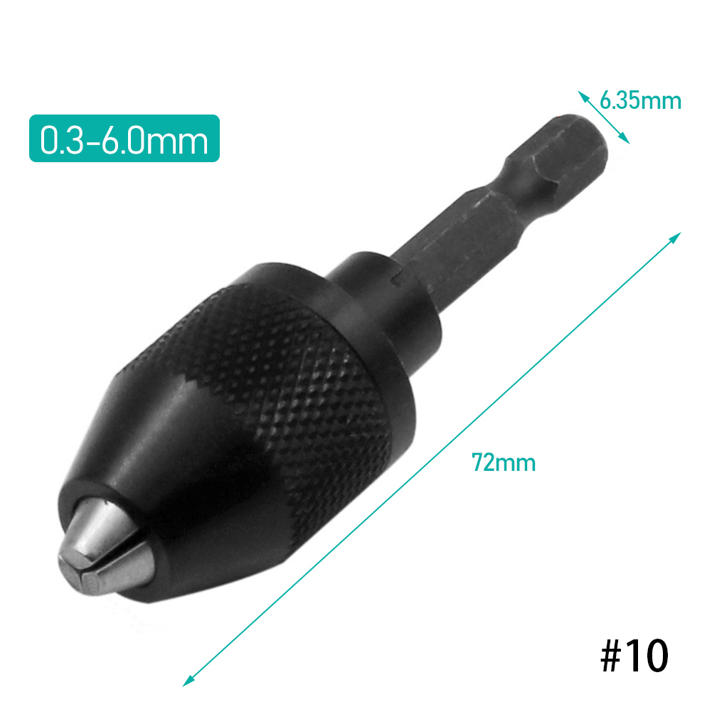 Boor Chuck Keyless Schroevendraaier Slagschroevendraaier Adapter Elektrische Micro Motor Klem Mini Chuck Armatuur Hex Shank Boren Adapter: Black