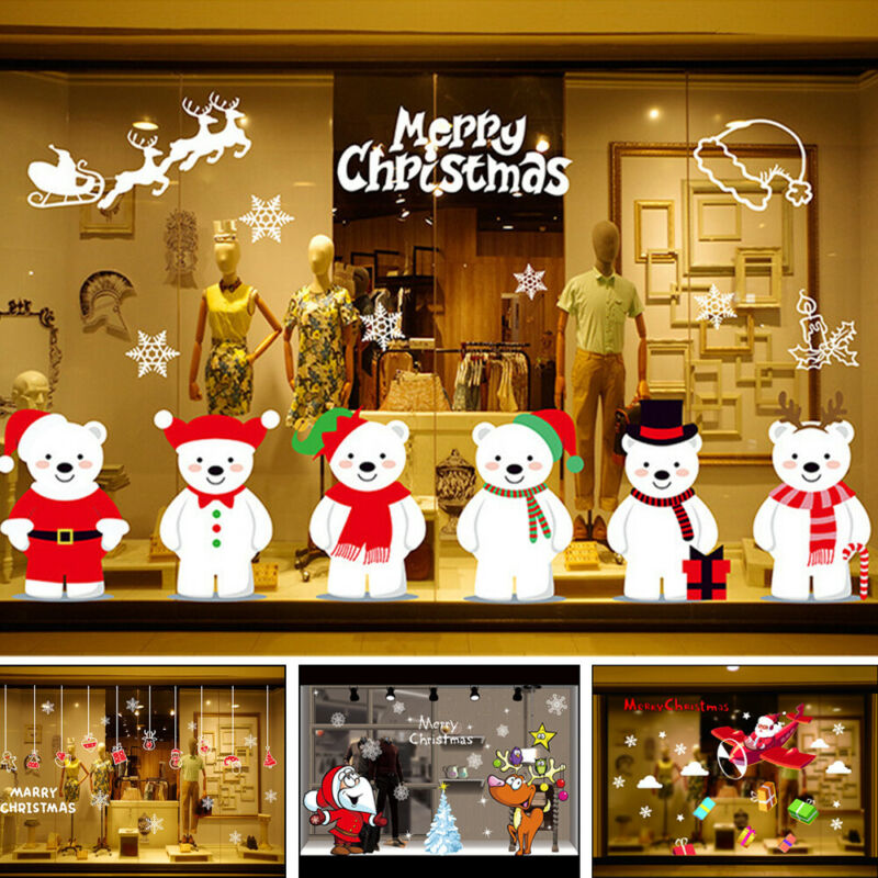 Glædelig jul vinyl kunst hjemme vindue butik wallstickers mærkat indretning aftagelig