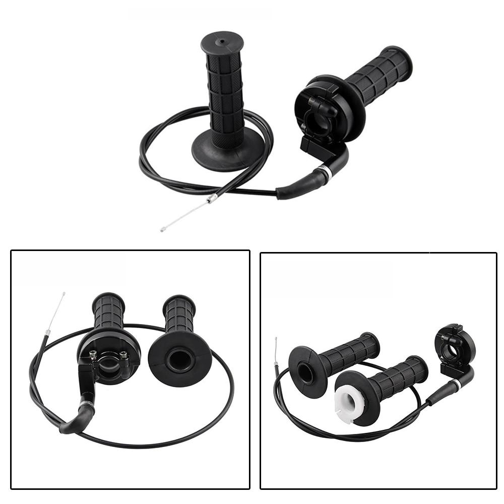 Motorfiets Handvat Girps + Zwart Throttle Lijn Gas Vestigen Dirt Pit Bike Onderdelen Niversal Twist Gashendel Grips & Kabel set