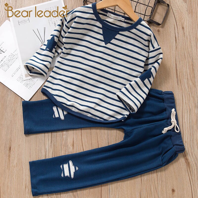 Conjuntos de ropa de bebés Bear Leader, ropa de invierno para niños, ropa deportiva a rayas para niños, conjunto de ropa para niños, conjuntos de primavera para niños