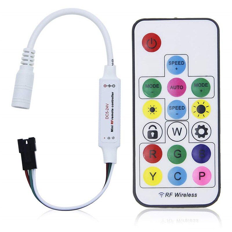 17Key Rgb Controller Dc 5V 12V SP103E Rgb Draadloze Afstandsbediening Mini Rf Led Controller WS2812 WS2811 Kleur Voor led Light Strip