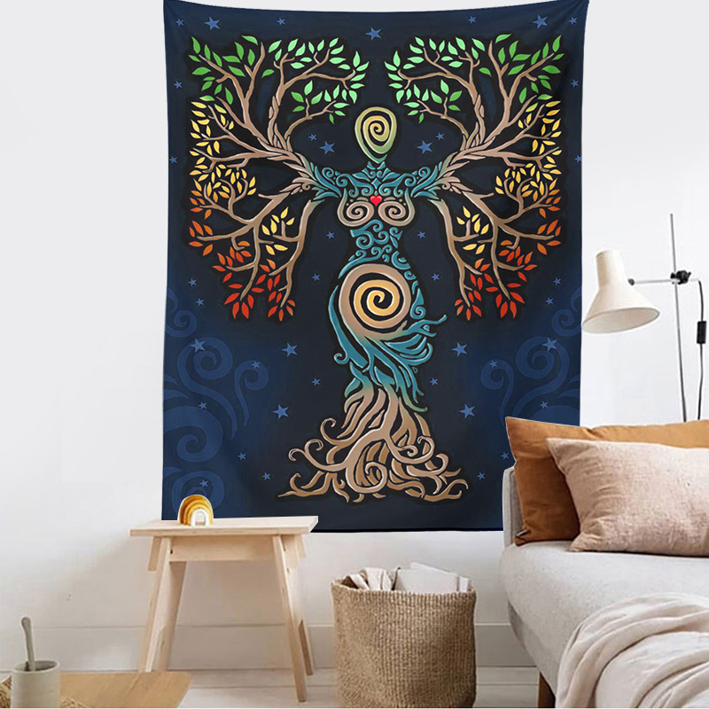 Tree of Life Tapestry Picnic Mat Bedspread Sheet Wall Decoration Room Decor Psychedelic Art Tree of Life Wall Hanging Blanket