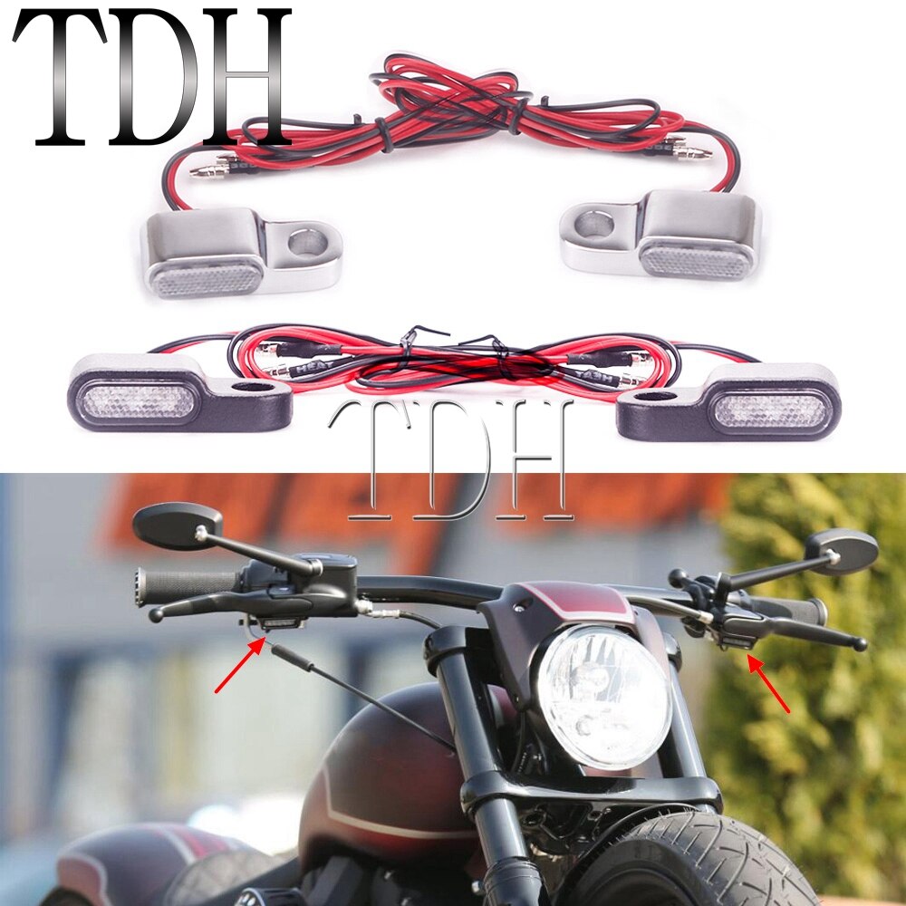 1 Pair Mini Cafe Racer Motorcycle LED Turn Signal Indicators Light Amber Blinker Running Lamp For Harley Sportster Dyna Softail